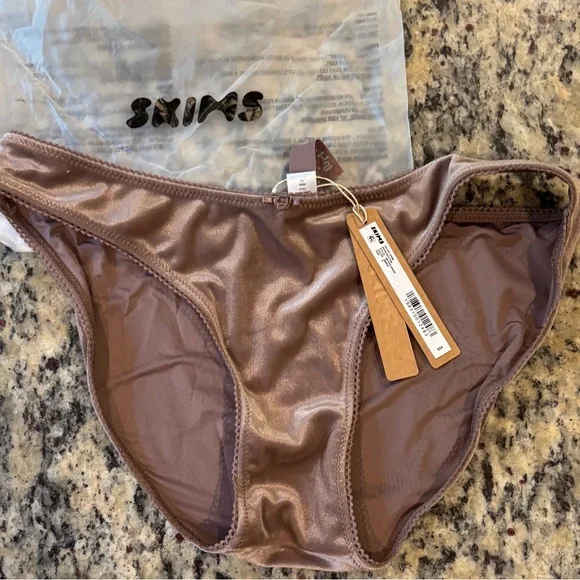 SKIMS Umber Velvet Swim Bikini Bottom - Picture 2 of 5